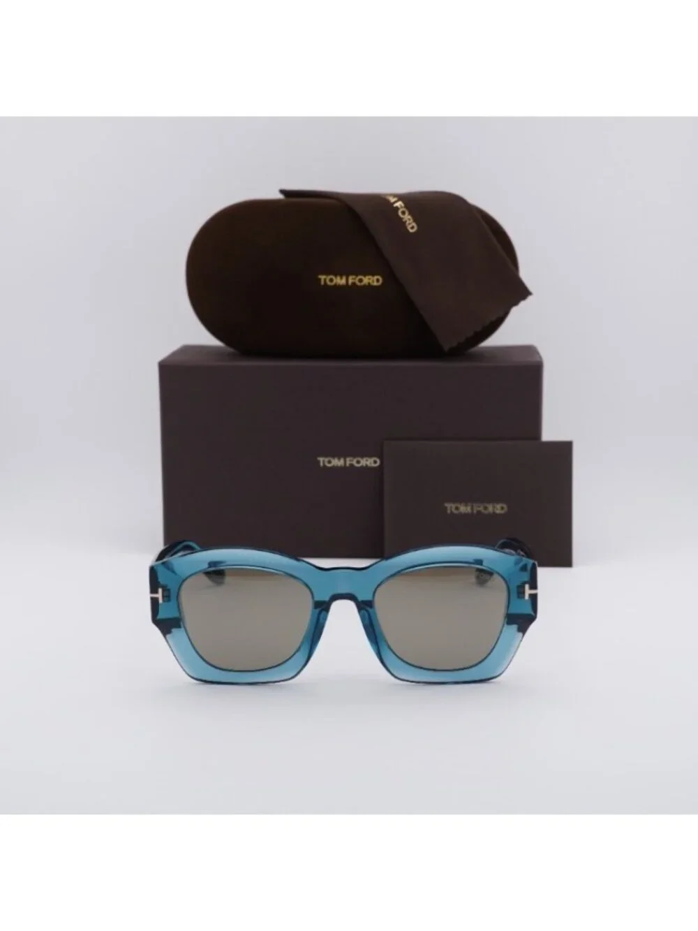 Tom Ford Guilliana FT1083 90L Sunglasses Shiny Blue Square Frame, Roviex Lenses